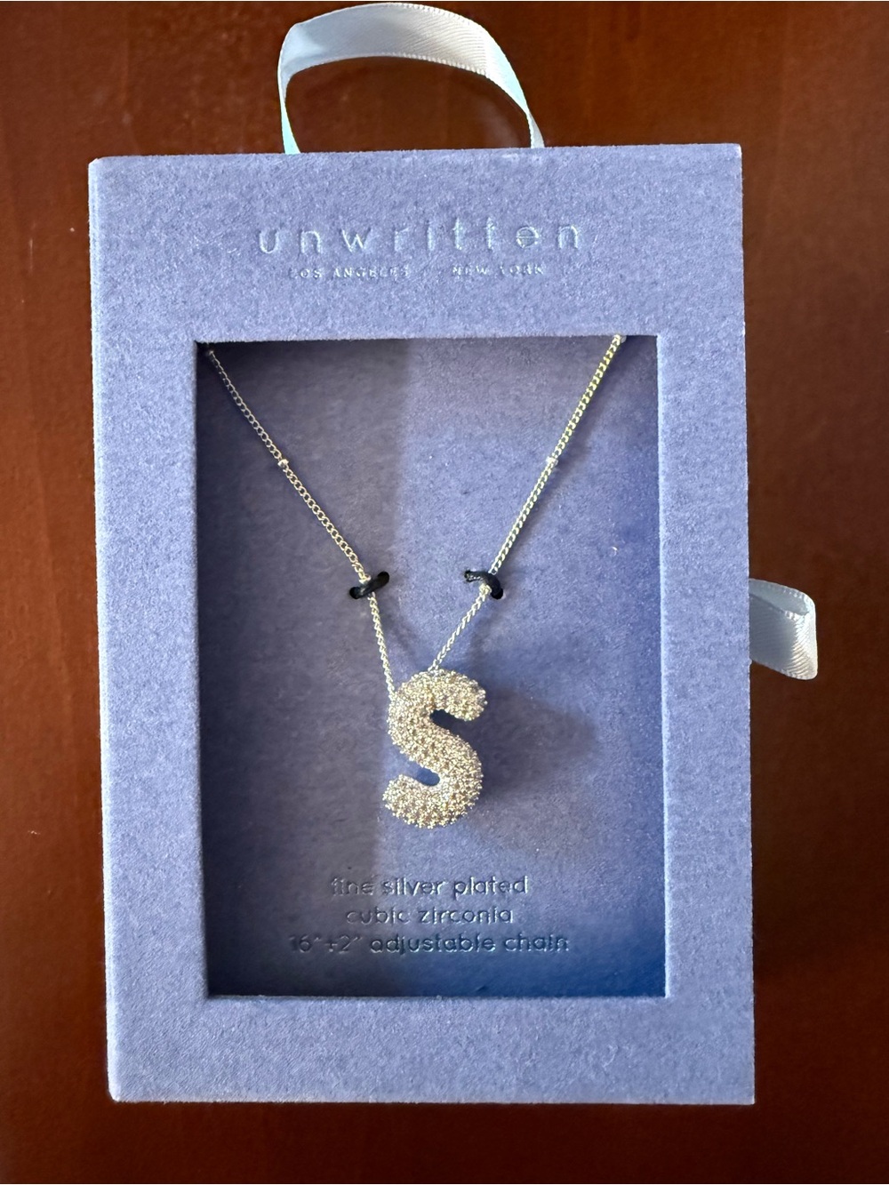Unwritten Silver Crystal 'S' Initial Necklace - Silver